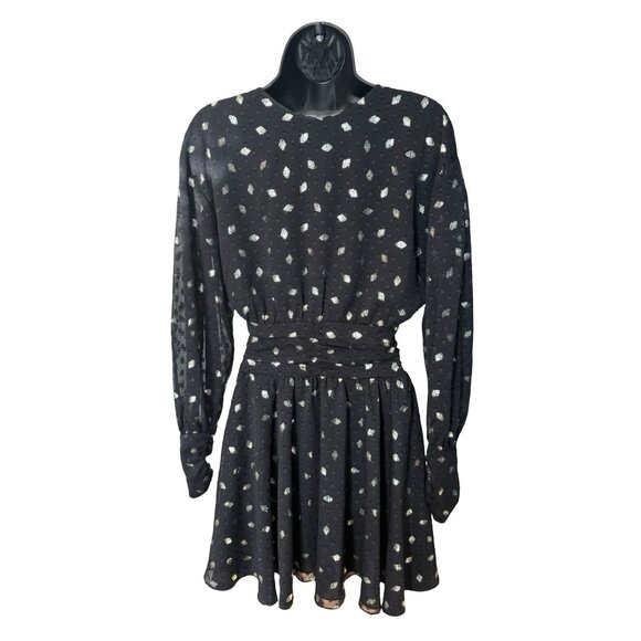 NWT Misa Los Angeles Davie Dress Black Silver‎ Diamond Clip Dot Mini Size XS - Picture 3 of 15